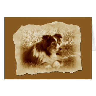 Cartão Cachorro Vintage em Tones Sepia