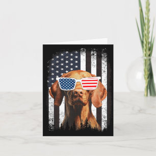 Cartão Cachorro Vizsla Bandeira Americana Óculos de Sol 4