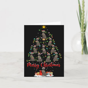 Cartão Cachorro Weimaraner Luzes de Natal Papai Noel Weim