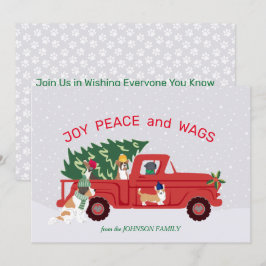 Cartão Cachorros de Árvore de Natal de Caminhão Vermelho 