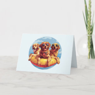 Cartão Cachorros de ouro para varejo Piscinas de verão