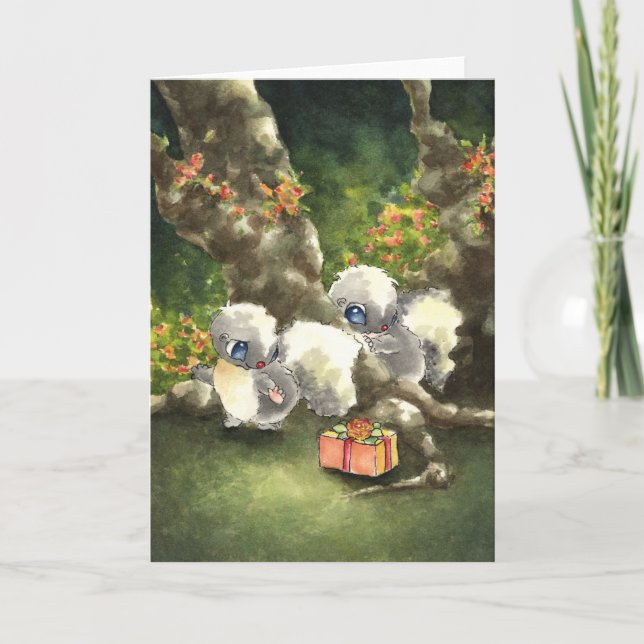 Cartão Cachorros-fedorentos com um Presente (Frente)