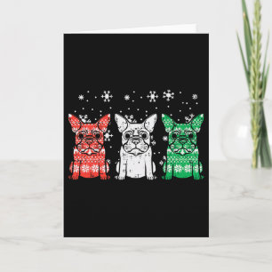 Cartão Cachorros Franceses Natal Xmas Frenchie Dog Men Wo