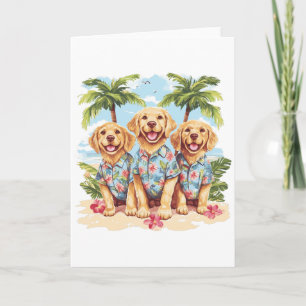 Cartão Cachorros ouros que Vestem camisas havaianas