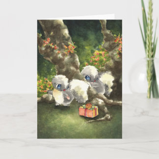 Cartão Cachorros-Pretos com um Presente