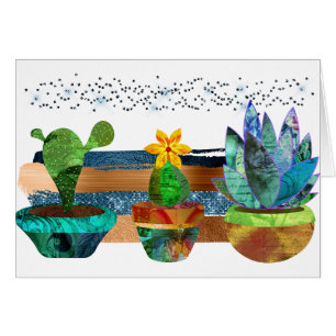Cartão Cacto Colorido e Suculentas