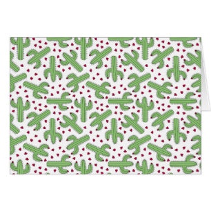 Cartão Cacto ilustrado & teste padrão de flores