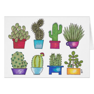 Cartão Cactos em uns potes