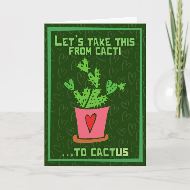 Cartão Cactos Para Placa De Namorados Engraçada Do Cactus (Frente)