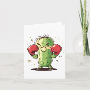 Cartão Cactus Boxer Engraçada, Humorável Ly Punch