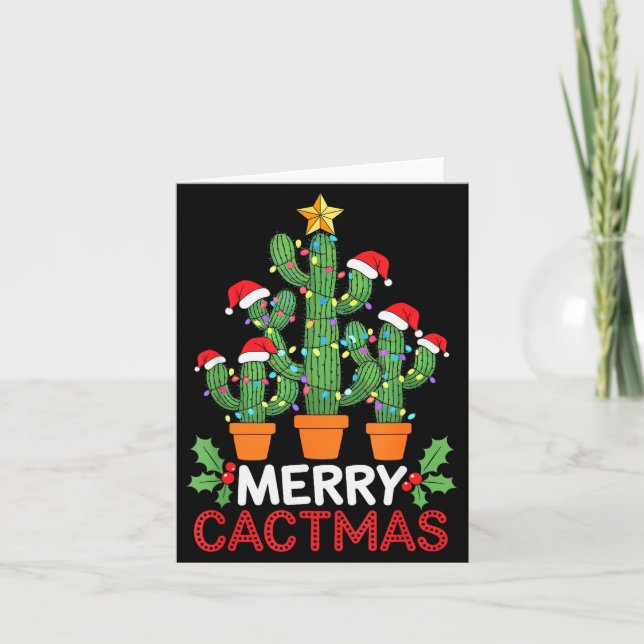 Cartão Cactus Christmas Tree Funny Merry Cactmas Cactus M (Frente)