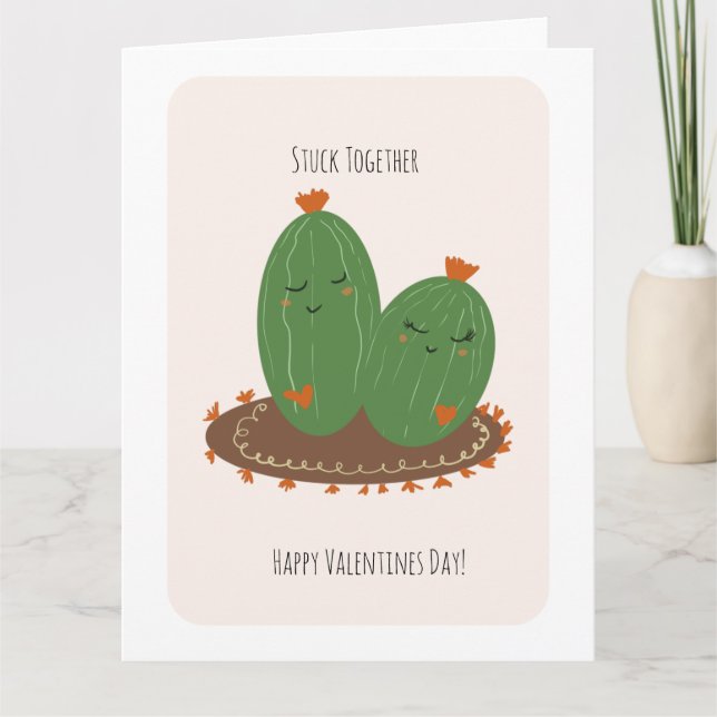 Cartão Cactus Doodle Valentines Day  (Frente)