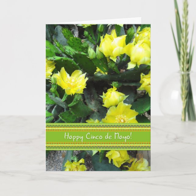 Cartão Cactus em Cheio Bloom Cinco de Mayo (Frente)