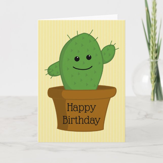 Cartão Cactus Happy Birthday (Frente)