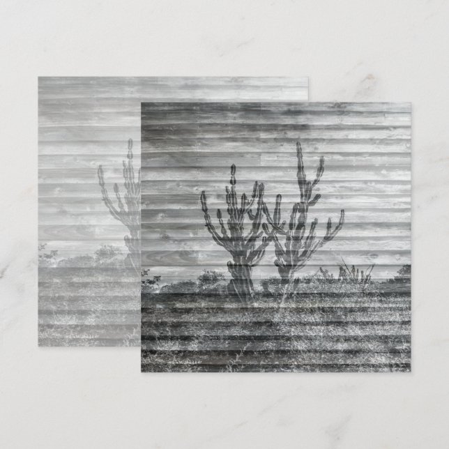 Cartão Cactus Plants On Wood Planks Black And White Photo (Frente/Verso)
