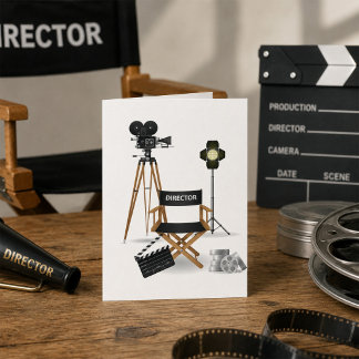 Cartão Cadeira de Diretor de Cinema e Conjunto de Câmera