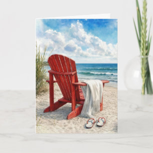 Cartão Cadeira de Praia Adirondack Vermelha de Aniversári