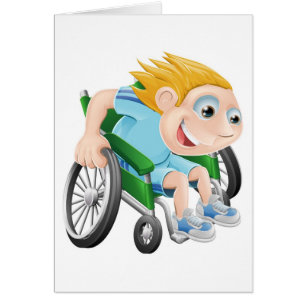 Cartão Cadeira de rodas que compete o homem dos desenhos