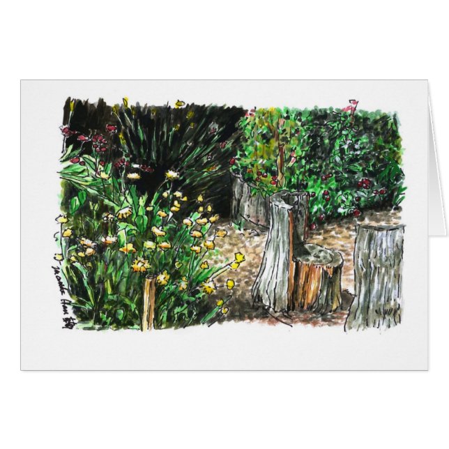 Cartão Cadeiras num jardim (Frente Horizontal)