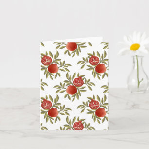 Cartão Caderno com Padrão Colorido de Romã Botânico