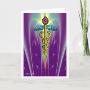 Cartão CADUCEU, âmbar dourado vibrante