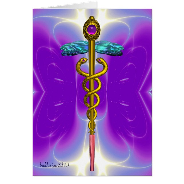 Cartão CADUCEUS, ametísta de ouro vibrante Violet Purple (Frente)
