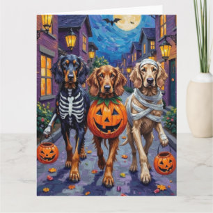 Cartão Cães Afegãos Trick-or-Tratando no Halloween