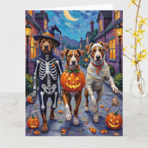 Cartão Cães American Staffordshire Terrier no Halloween