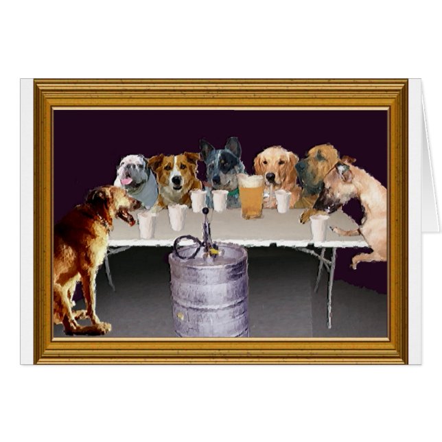 Cartão Cães Brincando (Frente Horizontal)