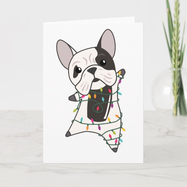 Cartão Cães-Bulldog Feliz Natal Animais de inverno (Frente)