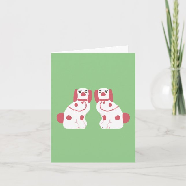 Cartão Cães cor-de-rosa de Staffordshire (Frente)