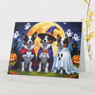 Cartão Cães de Bovinos Australianos Pumpkin Halloween Eng