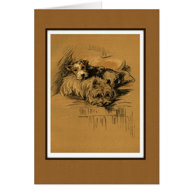 Cartão Cães de Dois Terrier Cudling (Frente)