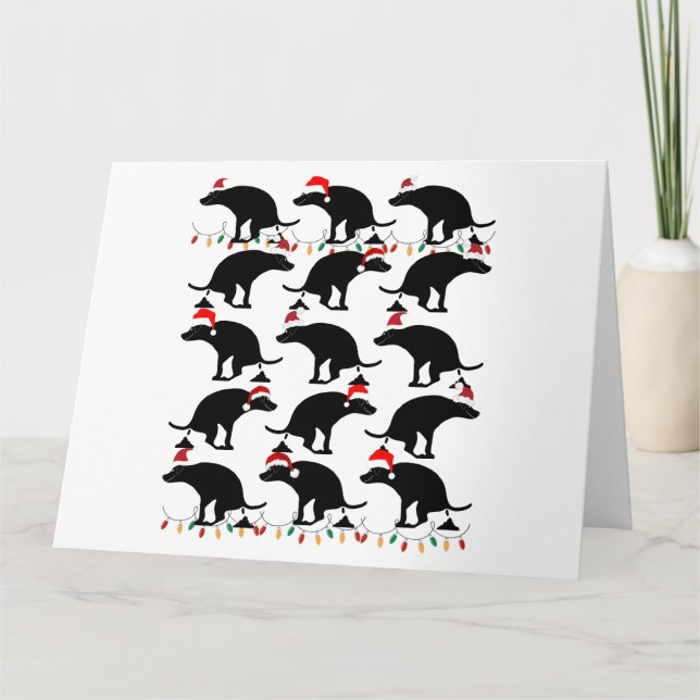 Cartão Cães de Natal Fazendo Cocô Engraçados (Frente)