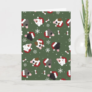 Cartão Cães de Papai Noel no Verde