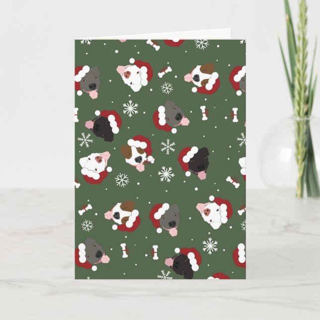 Cartão Cães de Papai Noel no Verde (Frente)