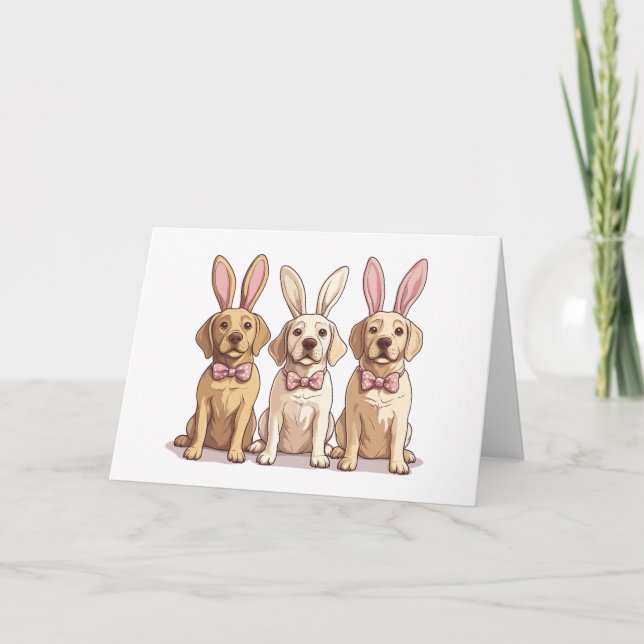 Cartão Cães de varejo Labrador Amarelo páscoa (Frente)