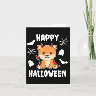 Cartão Cães demônio Shiba Inu Feliz Halloween