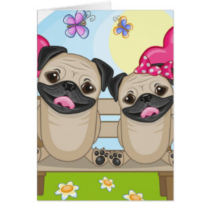 Cartão Cães do Pug no amor