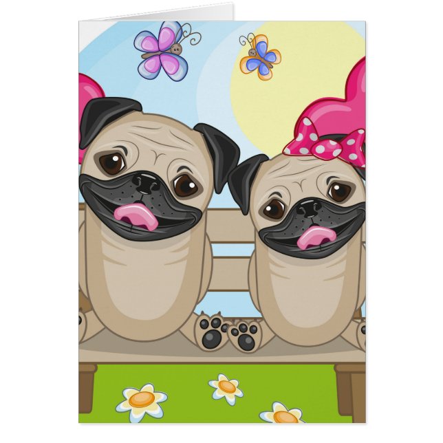 Cartão Cães do Pug no amor (Frente)