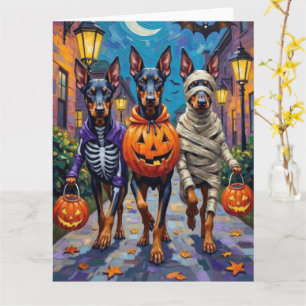 Cartão Cães Doberman Fantasias de Halloween Trick-or-Trea