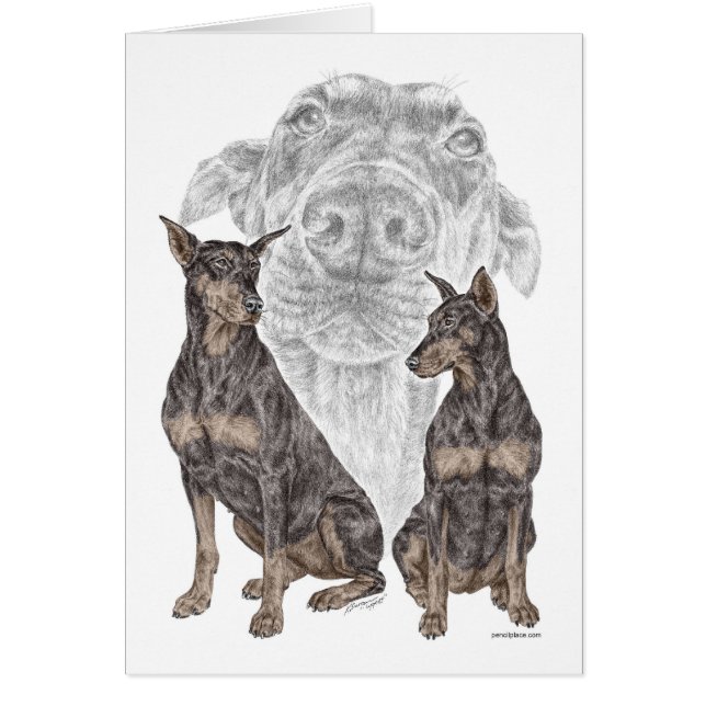 Cartão Cães Doberman Negros (Frente)