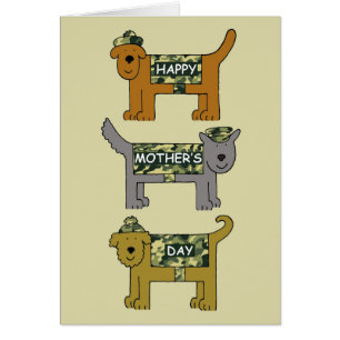 Cartão Cães dos desenhos animados do dia das mães na