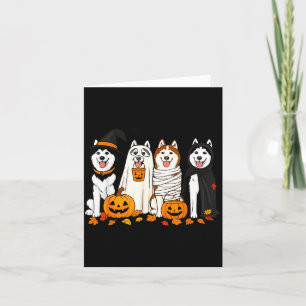 Cartão Cães Fantasmas Husky Engraçados Cães de Halloween