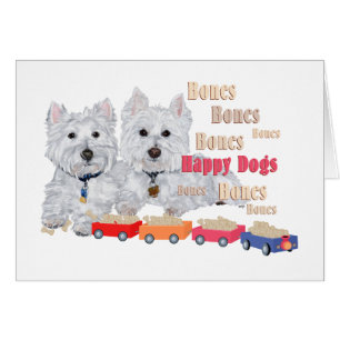 Cartão Cães Felizes Com Ossos