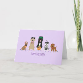 Cartão Cães Felizes no Halloween Roxo