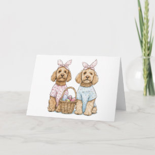 Cartão Cães Goldendoodle de Páscoa
