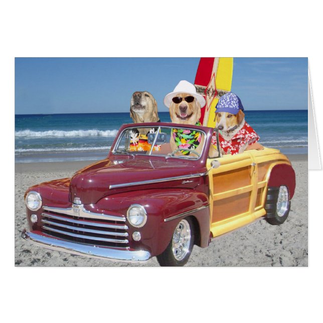 Cartão Cães/Laboratórios de Surfistas Havaianos Personali (Frente Horizontal)