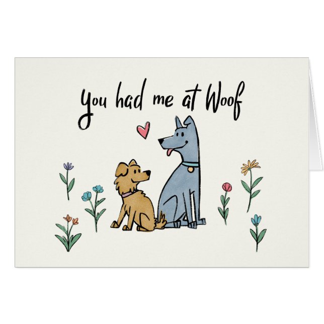 Cartão Cães no jardim III | você teve-me no Woof (Frente Horizontal)