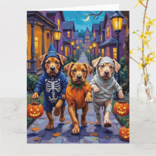 Cartão Cães Shar Pei truques ou guloseimas fantasias de H